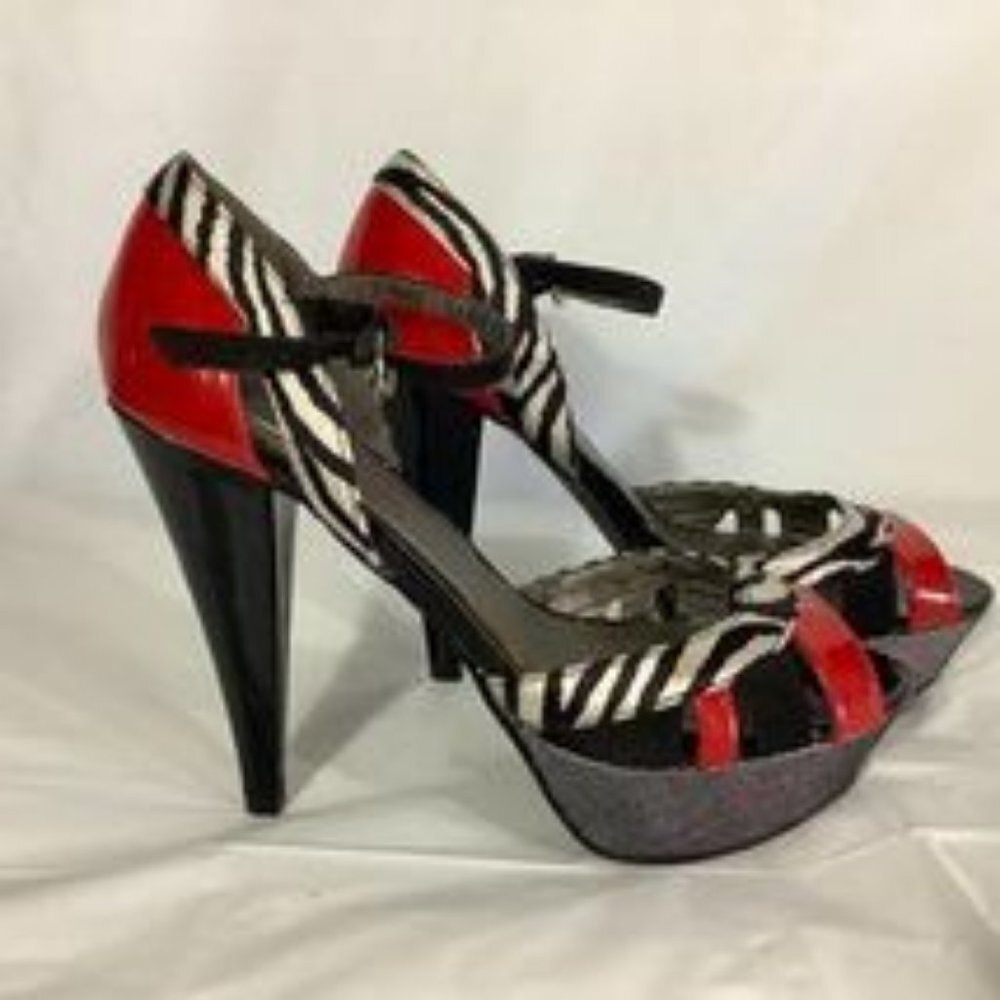 Guess 1.5" Platform 5" Stiletto Heels Open Toe Re… - image 2